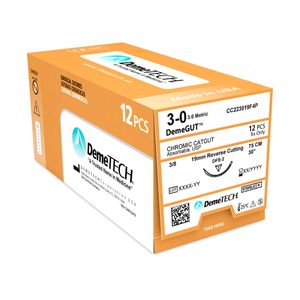 Hình ảnh của Chỉ phẫu thuật tự tiêu Chromic Catgut số 3/0, dài 75cm, 1/2 vòng tròn 26mm, Demetech