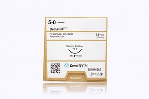Hình ảnh của Chỉ phẫu thuật tự tiêu Chromic Catgut  số 5/0, dài 75cm, 1/2 vòng tròn 16mm, Demetech